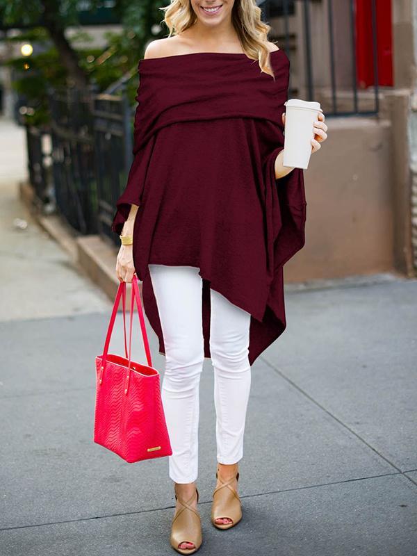 Off-the-shoulder Asymmetric Blouses&shirts Tops