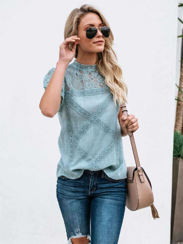 Lace Geometric Patchwork Top