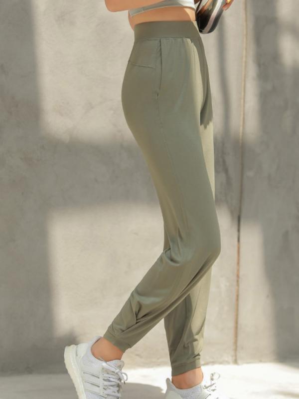 Quick-dry Solid Ruffled Elasticity Sports Pants