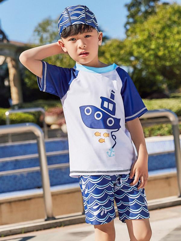 AONIHUA Waves Printed Bottom Little Boy Swimwea