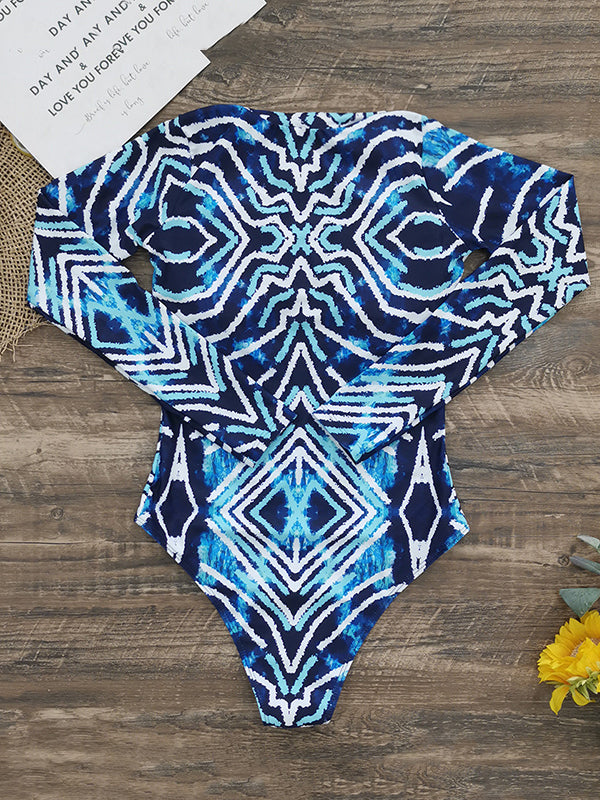 Printed Zipper Long Sleeves One-Piece Wetsuit