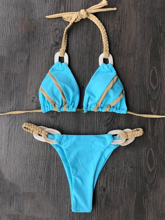 Sexy Braiding Bandage Split Type Bikini Swimsuit