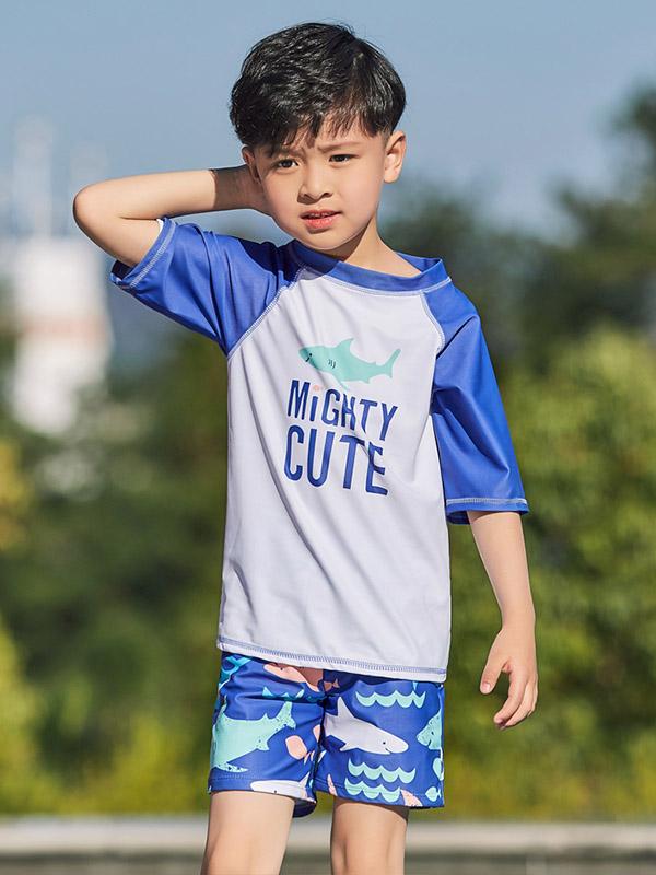 AONIHUA Two Pieces Short Sleeves Boy Swimwear