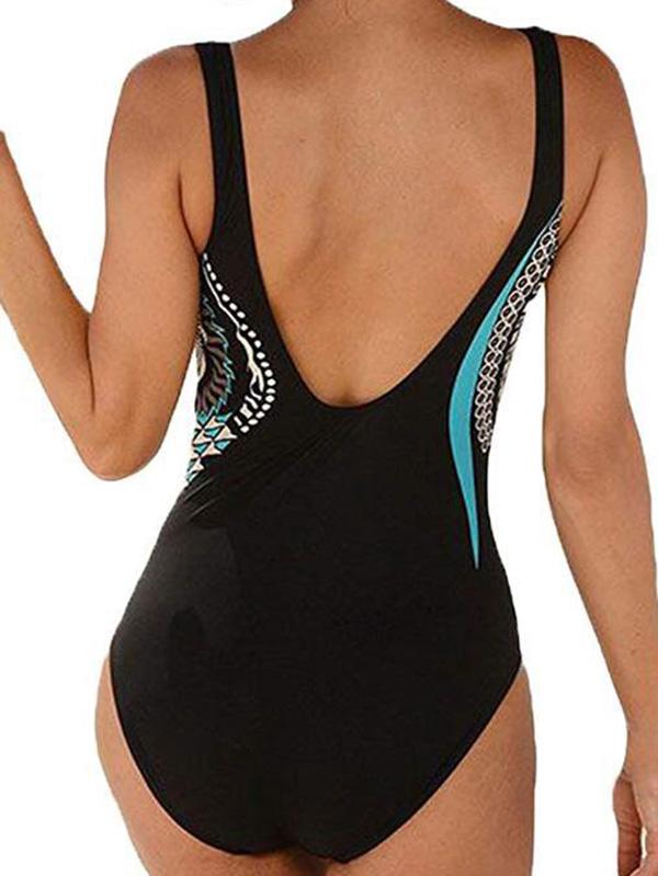 Retro Printed One-piece Swimwear