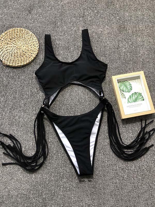 Hollow Tasseled One-piece Swimwear