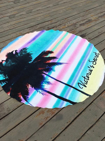 Bohemia Coconut Tree Pattern Round Beach Mat Yoga Mat