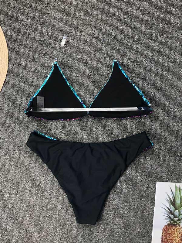 Sequinned Reversible Split Bikini Swimsuit