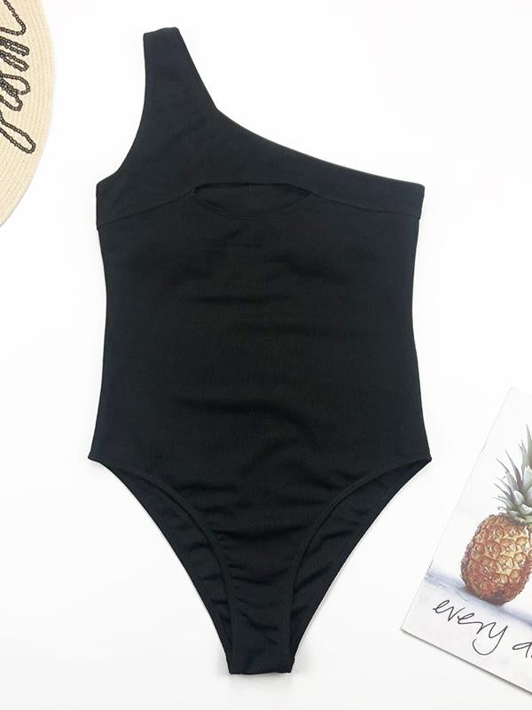 Sexy One-Shoulder Hollow One-Piece Swimwear