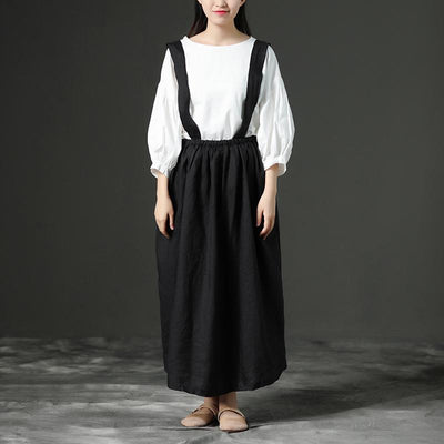 Black Casual Loose Women Summer Suspender Skirt