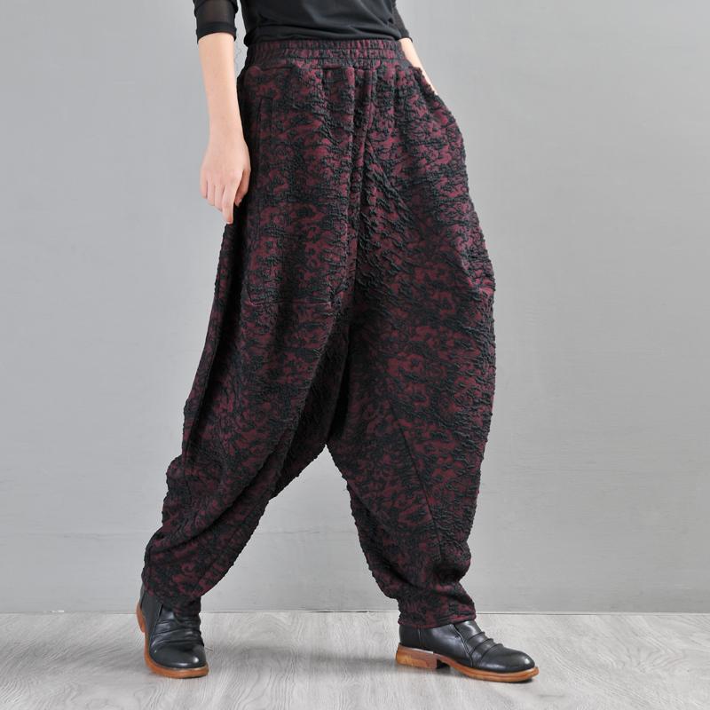 Buykud Autumn Winter Loose Jacquard Harem Pants