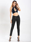 Black Elastic Jeans Pants Bottoms