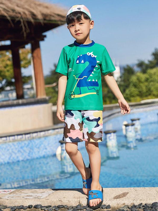 AONIHUA Green Top Little Boy Swimwear