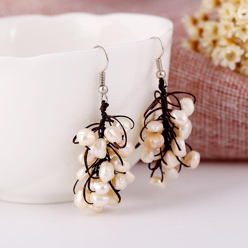 Buykud Fashion Natural Pearl String Earrings