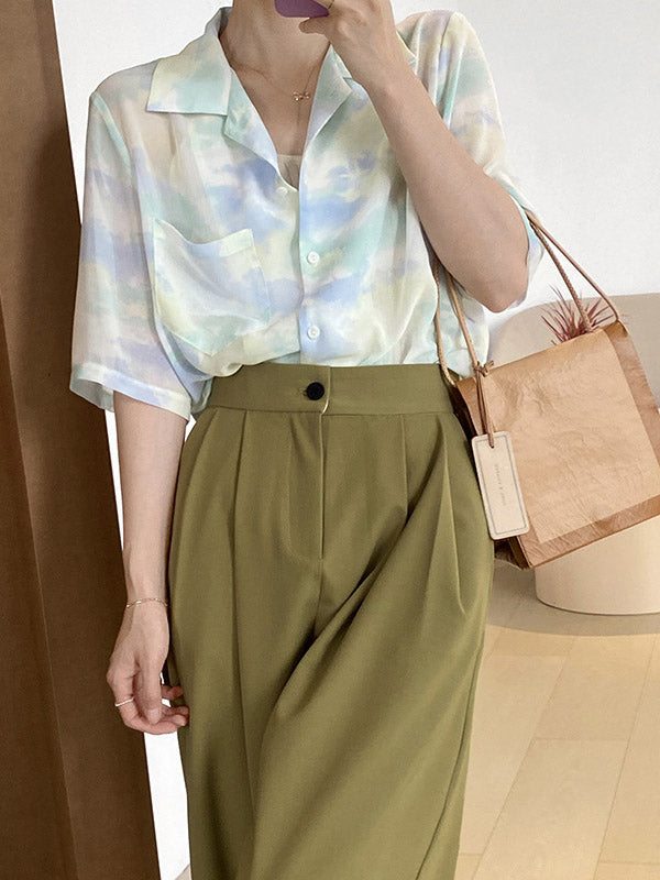 Casual Solid Color High Waisted H-Line Trousers