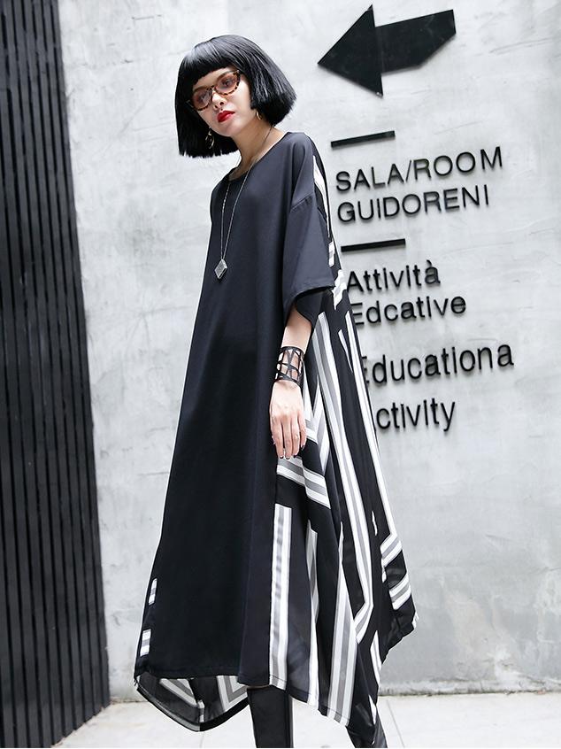 Loose Split-joint Cropped Long Dress