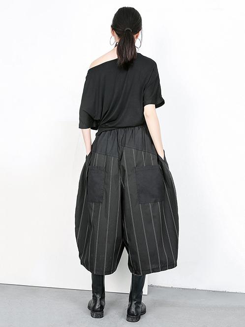 Stripes Wide-leg Elastic Fashion Pants