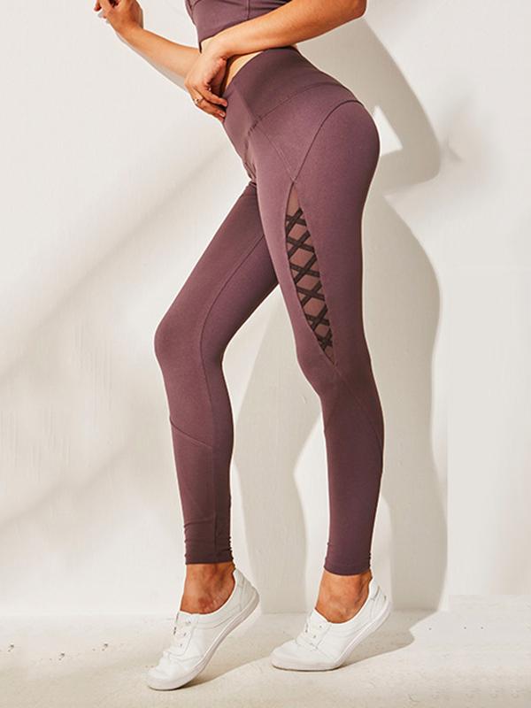 Wide Waistband Mesh Sports Leggings