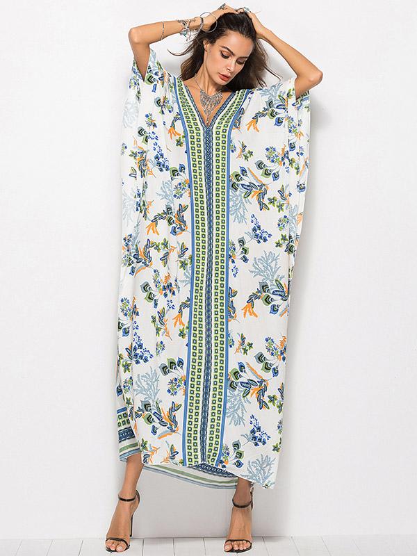 Loose Floral Printed Beach Kaftans