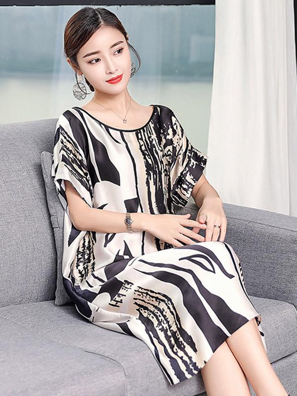 Loose Soft Striped Printed Long Dress