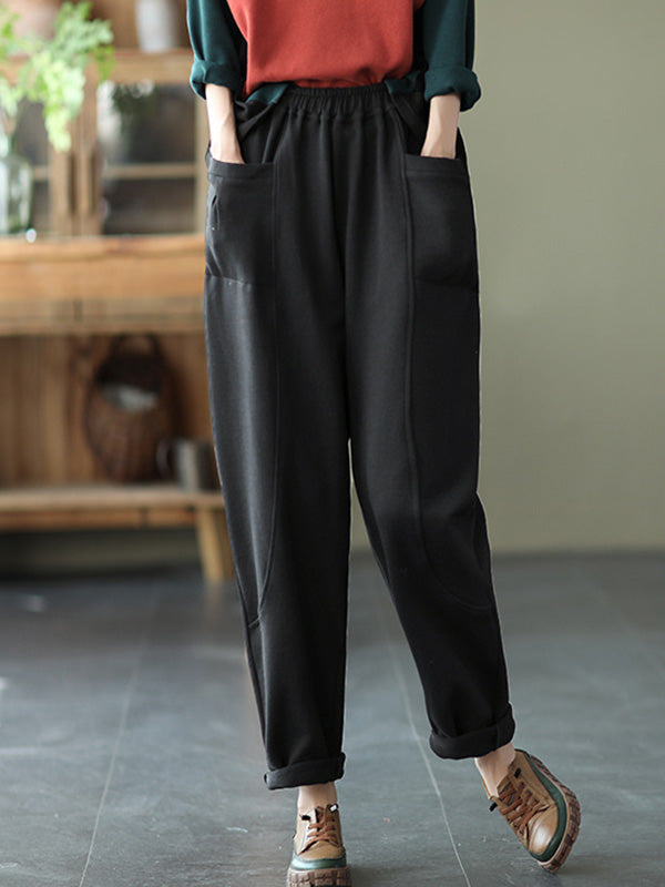 Simple Solid Color Empire Waisted Loose Harem Pants