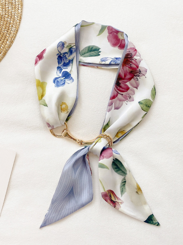 Fashion Peony Tie-Dyed Sun Protection Hair Band& Silk Scarf