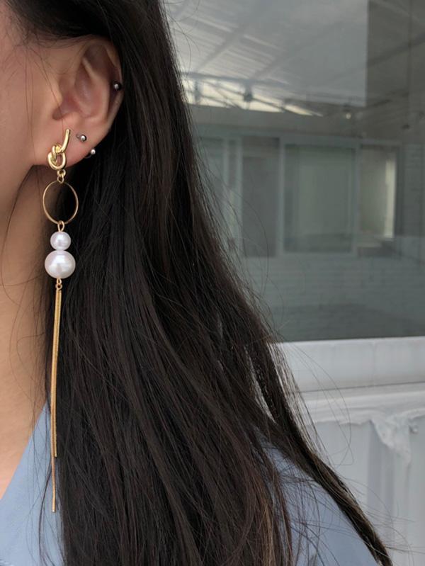 Pearl Split-joint Dissymmetry Long Earrings