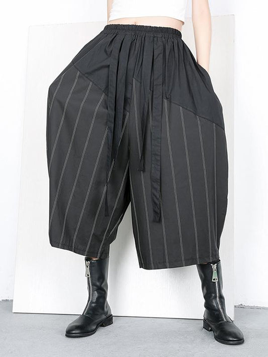 Stripes Wide-leg Elastic Fashion Pants