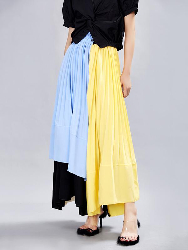 Ruffled Asymmetric Split-joint Skirt