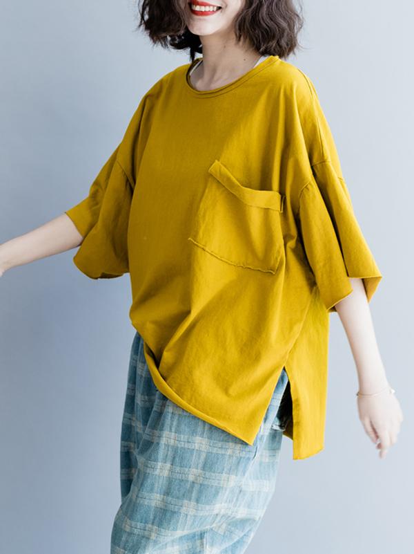 Loose Batwing Pure Color T-shirt