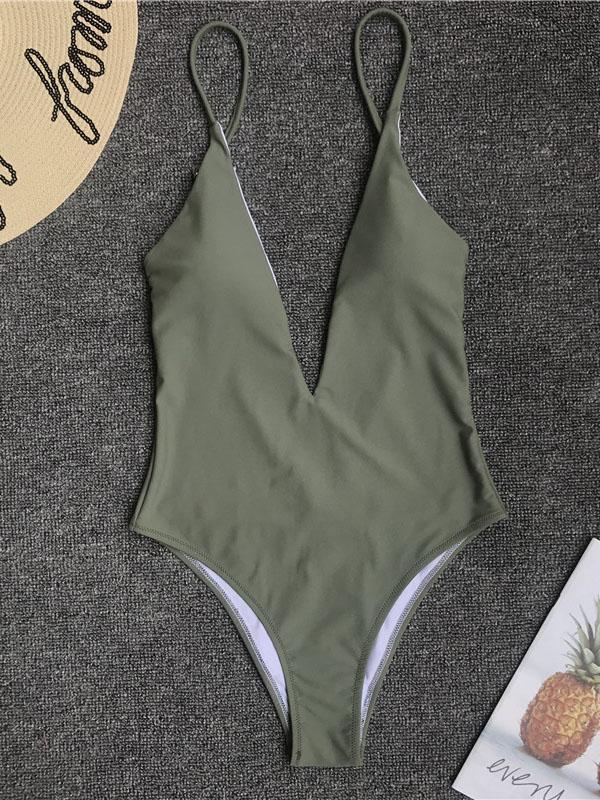 Deep V-neck Sexy Bohemia One-piece Swimwear