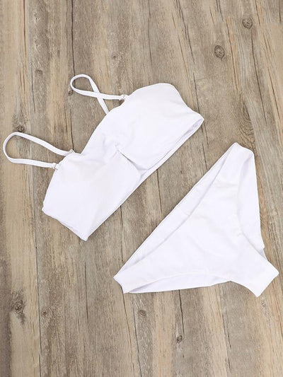 Bandeau Plain Bikinis Swimwear