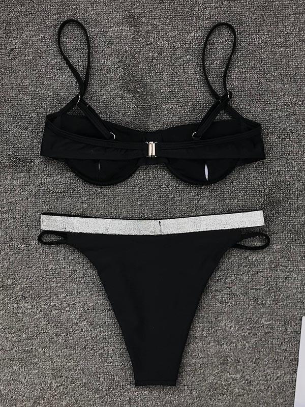 Sexy Strapless Split Joint Split Type Bikini Swimsuit