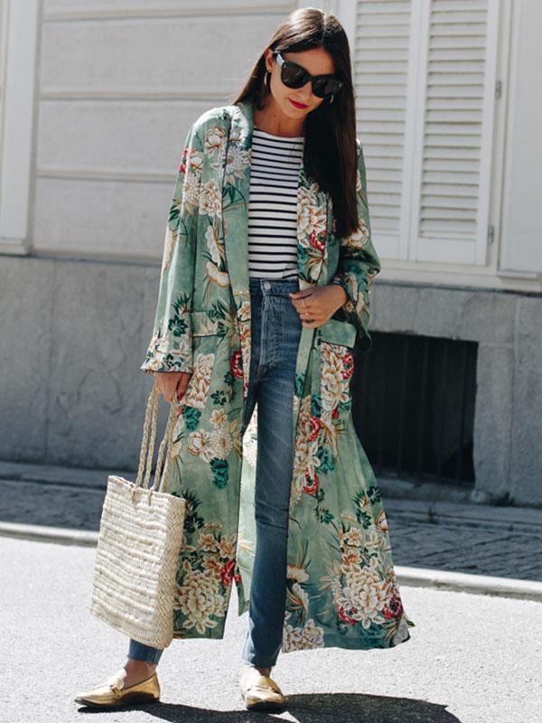 Fashion Floral Printed Cover-up Outwear