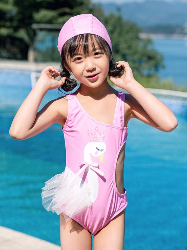 AONIHUA Swan Lovely Girl Swimwear