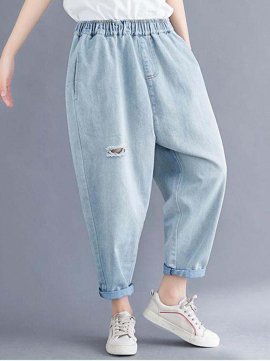 Loose Jean Ripped Trousers