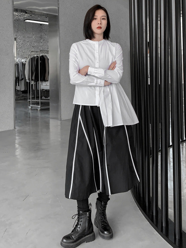 Cool Irregular Striped A-Line Long Skirt