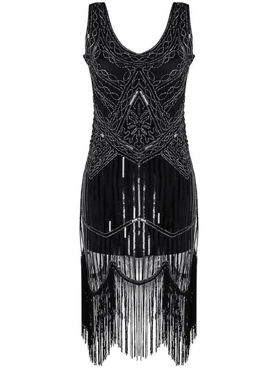 Black Fringed Evening Dress