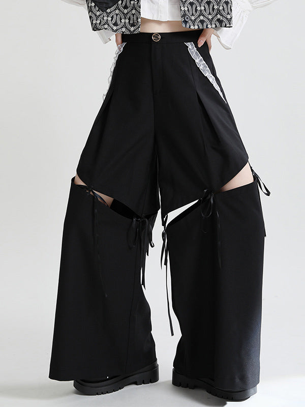 Stylish Split-Joint Printed Wide Leg Loose Pants