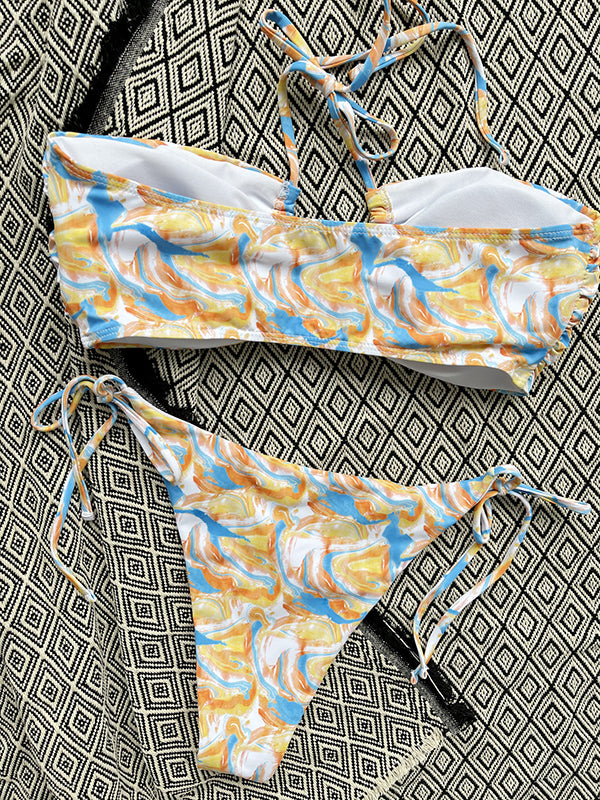 Halterneck Floral Printed Bikini Swimwear