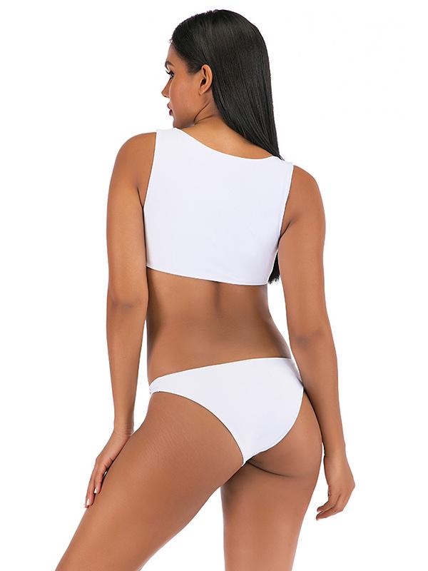 Sexy Vest Hidden Buckle Split Type Bikini Swimsuit