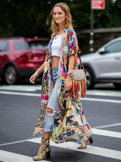 Colorful Cropped Printed Cover-ups Swimwear