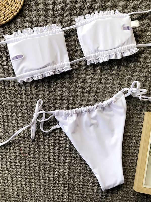 Sexy Fold Hollow Bikini Swimsuit