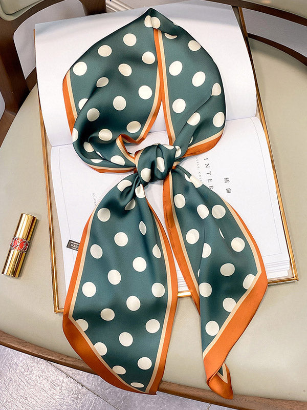 Vintage Polka-Dot Printed Hair Band& Silk Scarf