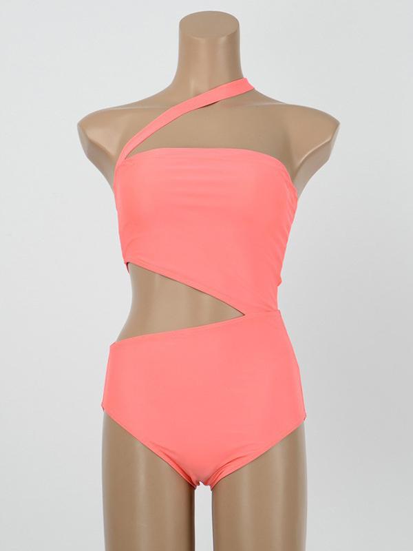 Asymmetric Hollow One-Piece Swimwear