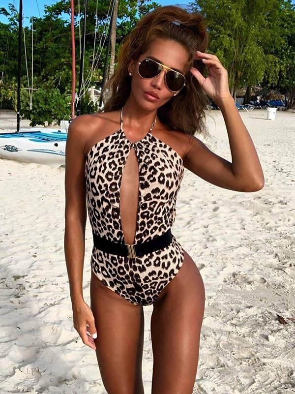 Sexy Hollow Belted One-Piece Swimwear