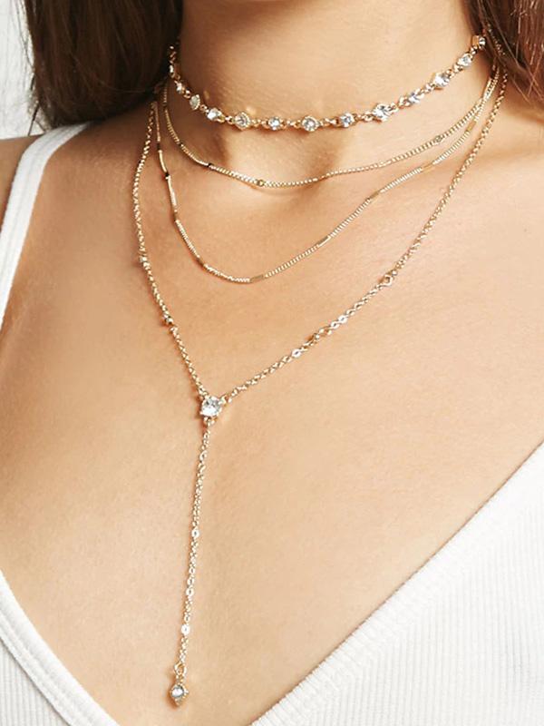 Multilayer Rhinestone Long Necklace