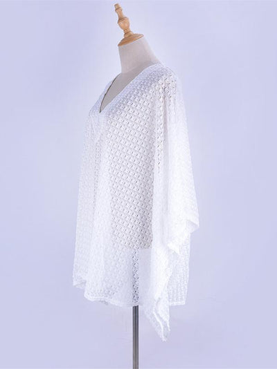 Lace Hollow Batwing Sleeves Kaftan Cover-up