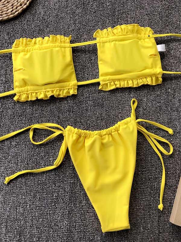 Sexy Fold Hollow Bikini Swimsuit