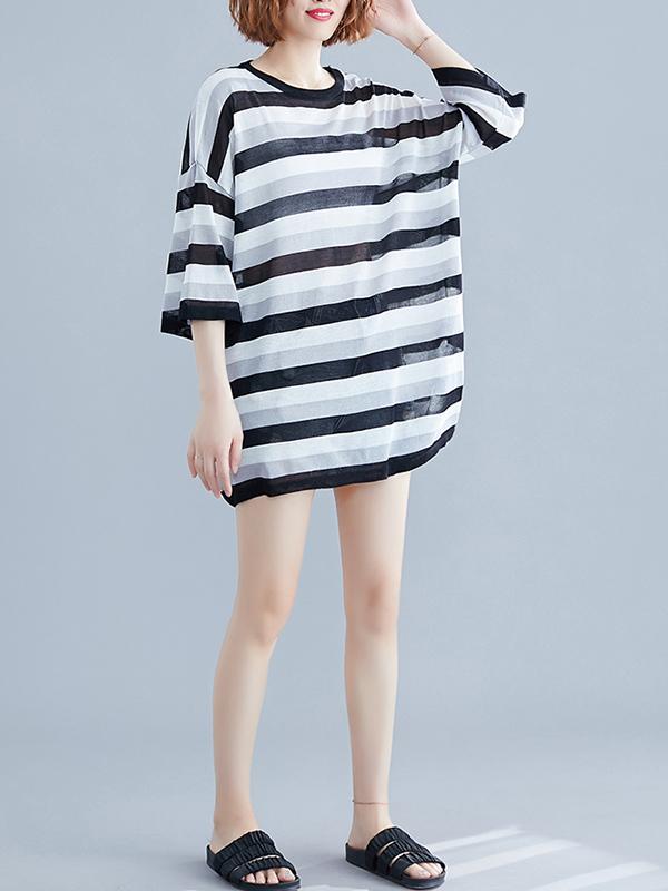 Hollow Loose Striped T-Shirt