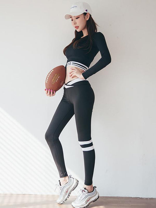 Long Sleeve Short Tops and Tight Leggings Yoga&Gym Suits